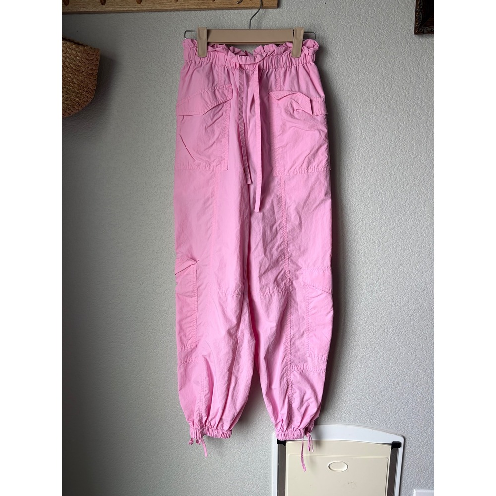 Gianni Bini Pink Paperbag Waist Cargo Jogger Pant Utility Streetwear